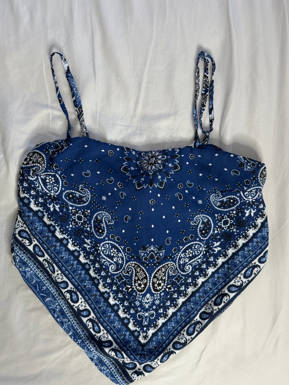 Almost Famous Blue Paisley Bandana Crop Camisole